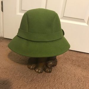 Emerald green winter wool hat